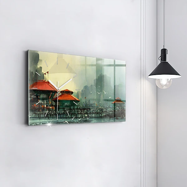 Horizontale Uhr mit motiv Fischerdorf