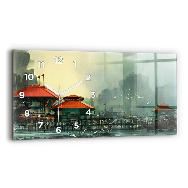 Horizontale Uhr mit motiv Fischerdorf