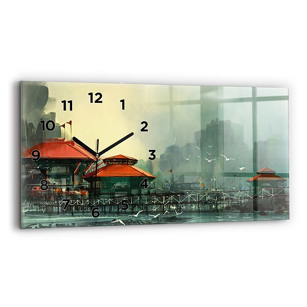 Horizontale Uhr mit motiv Fischerdorf