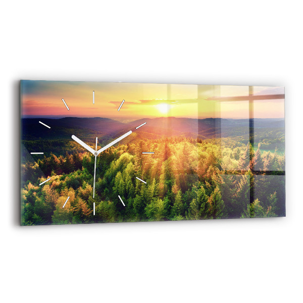 Horizontale Uhr mit motiv Sonnenuntergang über den Hügeln