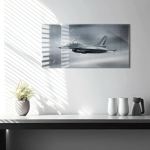 Horizontale Uhr mit motiv Militärflugzeug im Flug