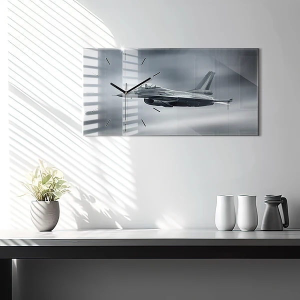 Horizontale Uhr mit motiv Militärflugzeug im Flug