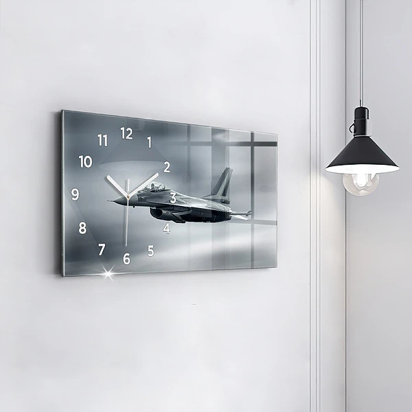 Horizontale Uhr mit motiv Militärflugzeug im Flug