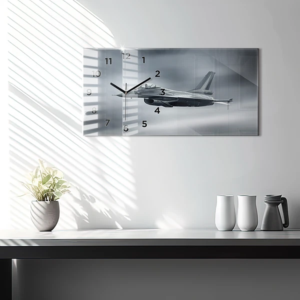 Horizontale Uhr mit motiv Militärflugzeug im Flug