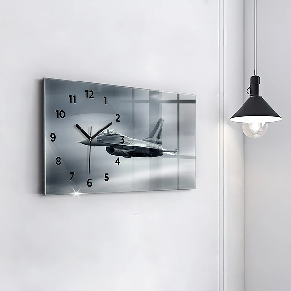 Horizontale Uhr mit motiv Militärflugzeug im Flug