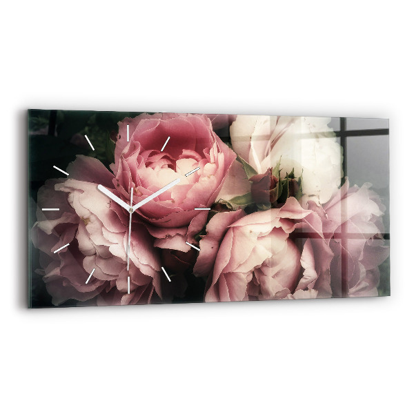 Horizontale Uhr Blumenstrauß aus rosa Rosen