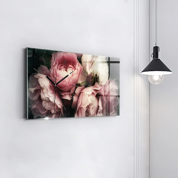 Horizontale Uhr Blumenstrauß aus rosa Rosen