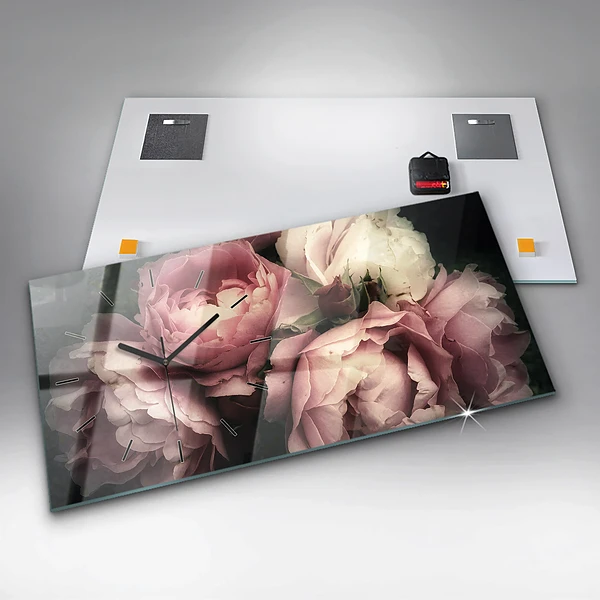 Horizontale Uhr Blumenstrauß aus rosa Rosen