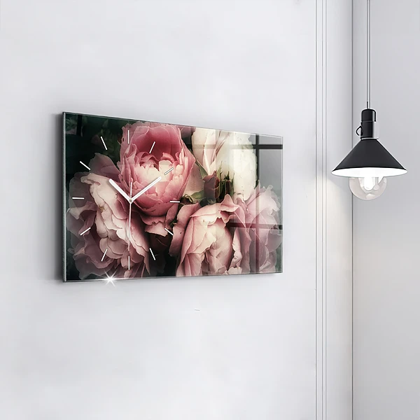 Horizontale Uhr Blumenstrauß aus rosa Rosen