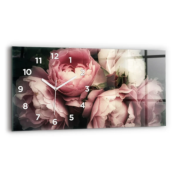 Horizontale Uhr Blumenstrauß aus rosa Rosen