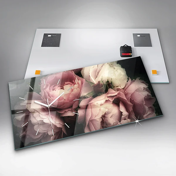 Horizontale Uhr Blumenstrauß aus rosa Rosen