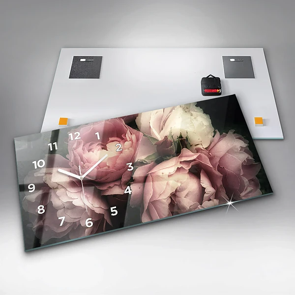 Horizontale Uhr Blumenstrauß aus rosa Rosen