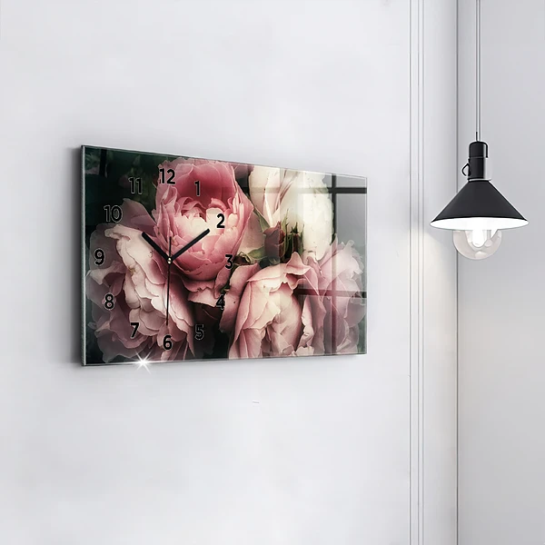 Horizontale Uhr Blumenstrauß aus rosa Rosen