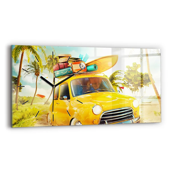 Horizontale Uhr mit motiv Auto mit Surfbrett