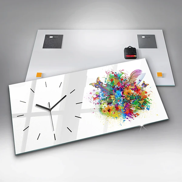 Horizontale Uhr Florale Harmonie mit Schmetterlingen