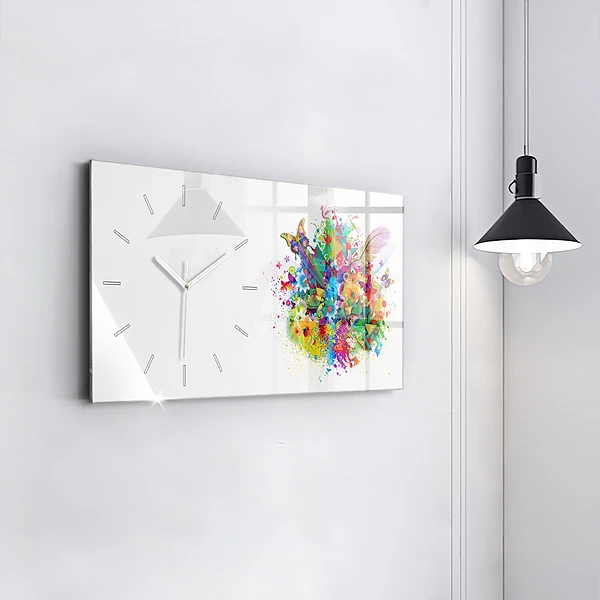 Horizontale Uhr Florale Harmonie mit Schmetterlingen