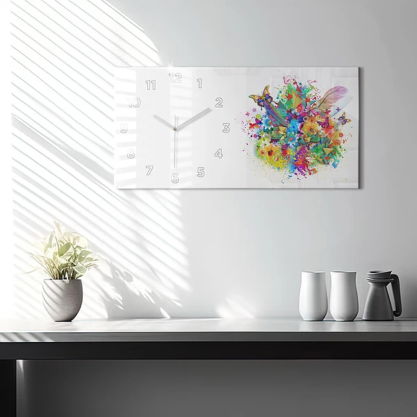 Horizontale Uhr Florale Harmonie mit Schmetterlingen