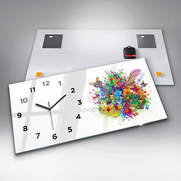 Horizontale Uhr Florale Harmonie mit Schmetterlingen