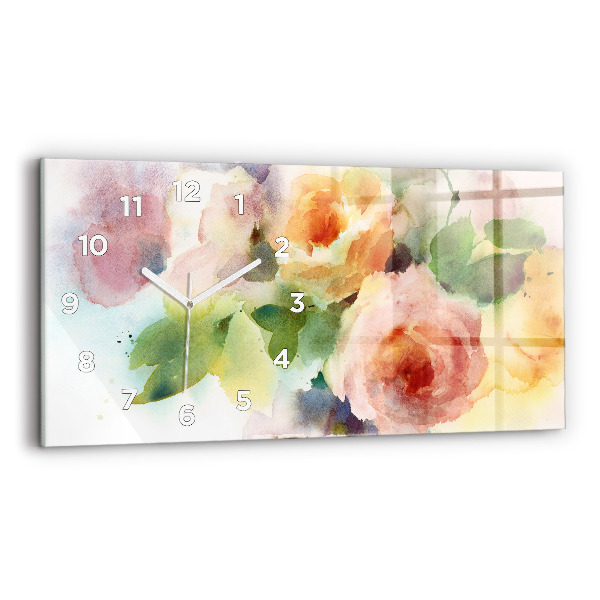 Horizontale Uhr Rosen in einer Vase Aquarell