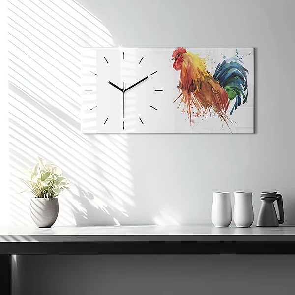Horizontale Uhr mit motiv Bunter Hahn