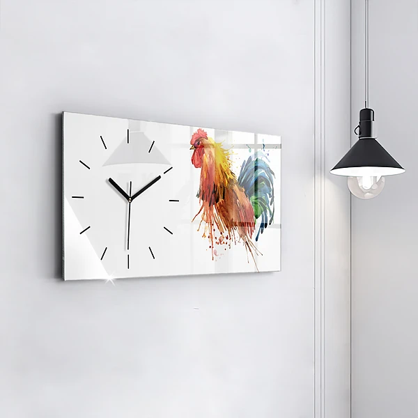 Horizontale Uhr mit motiv Bunter Hahn