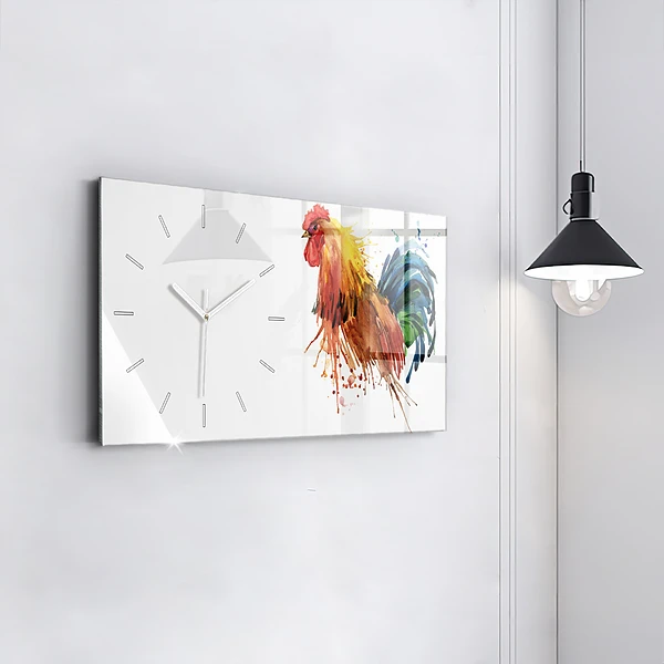 Horizontale Uhr mit motiv Bunter Hahn