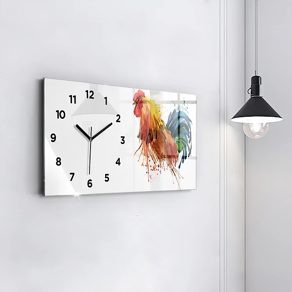 Horizontale Uhr mit motiv Bunter Hahn