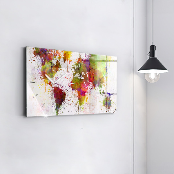 Horizontale Uhr Aquarellierte Weltkarte