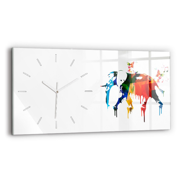 Horizontale Uhr Farbig bemalter Elefant