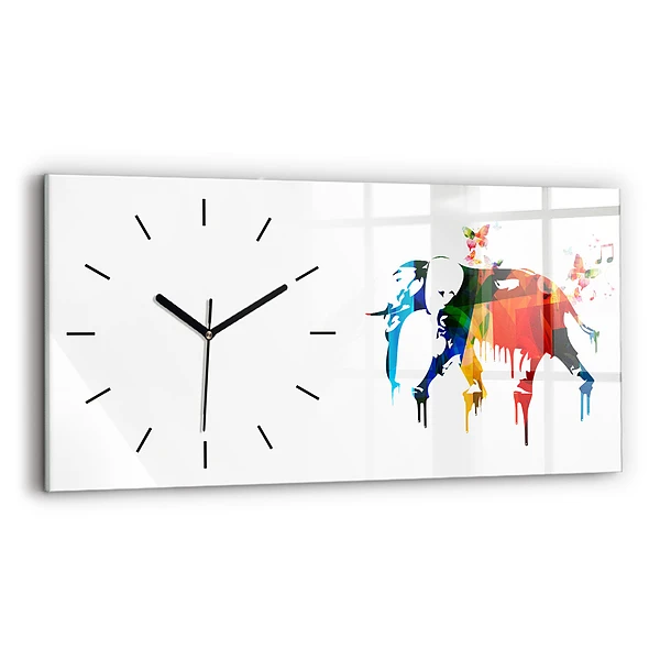 Horizontale Uhr Farbig bemalter Elefant