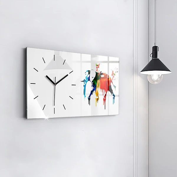 Horizontale Uhr Farbig bemalter Elefant