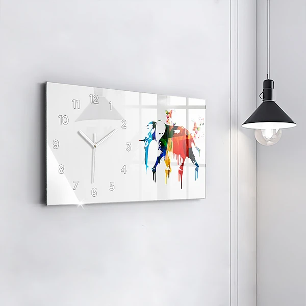 Horizontale Uhr Farbig bemalter Elefant