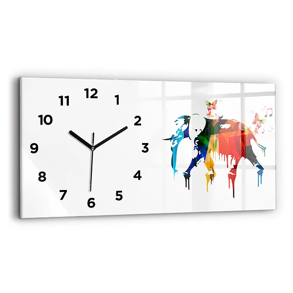 Horizontale Uhr Farbig bemalter Elefant
