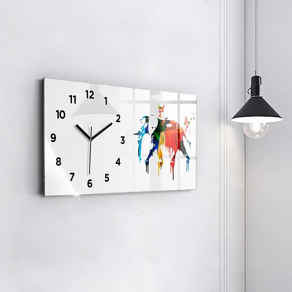 Horizontale Uhr Farbig bemalter Elefant