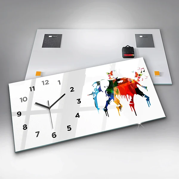 Horizontale Uhr Farbig bemalter Elefant