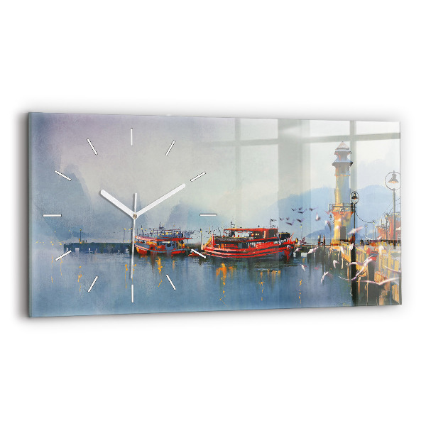 Horizontale Uhr Fischerboot im Hafen