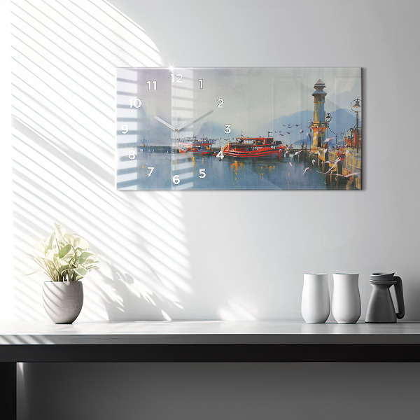 Horizontale Uhr Fischerboot im Hafen