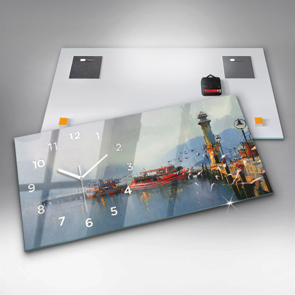 Horizontale Uhr Fischerboot im Hafen