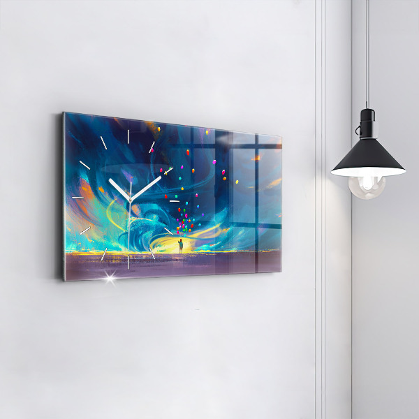 Horizontale Uhr Kind und Luftballons