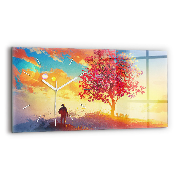 Horizontale Uhr mit motiv Herbstlandschaft