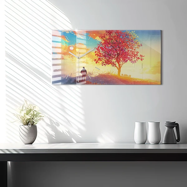 Horizontale Uhr mit motiv Herbstlandschaft