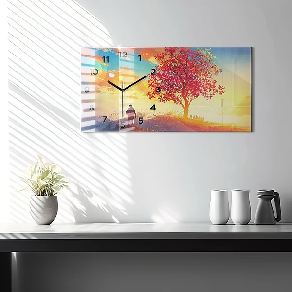 Horizontale Uhr mit motiv Herbstlandschaft