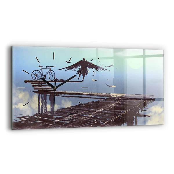 Horizontale Uhr mit motiv Engel Fahrrad
