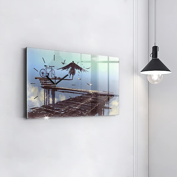 Horizontale Uhr mit motiv Engel Fahrrad