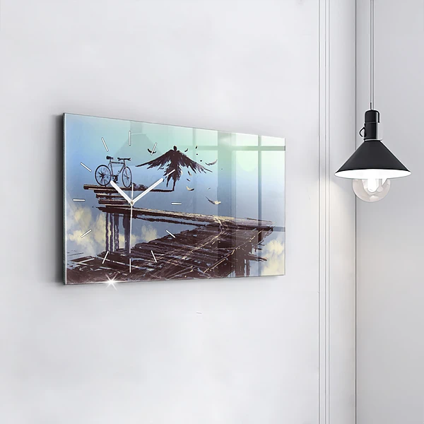 Horizontale Uhr mit motiv Engel Fahrrad