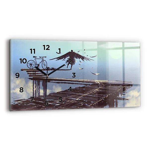 Horizontale Uhr mit motiv Engel Fahrrad