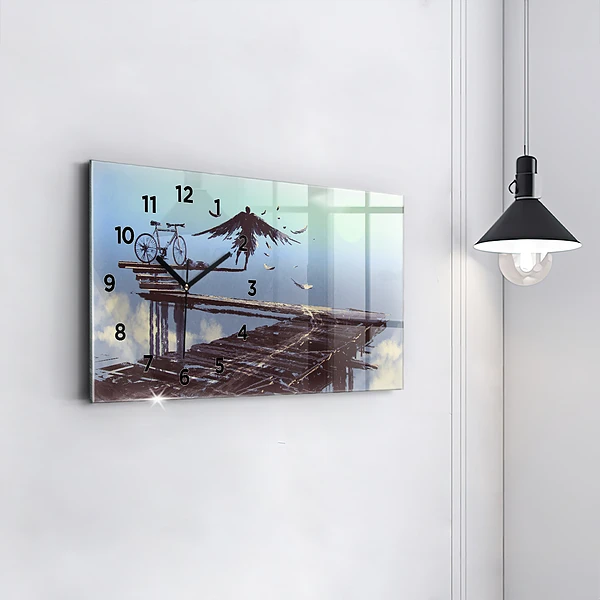 Horizontale Uhr mit motiv Engel Fahrrad
