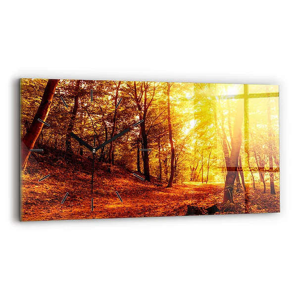 Horizontale Uhr mit motiv Waldlandschaft in der Sonne