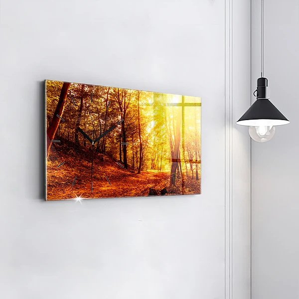 Horizontale Uhr mit motiv Waldlandschaft in der Sonne
