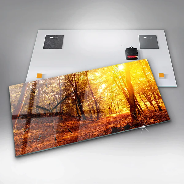 Horizontale Uhr mit motiv Waldlandschaft in der Sonne